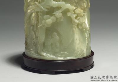 图片[2]-Jade brush holder with design of scholars gazing at a waterfall, Ch’ing dynasty Ch’ien-lung reign (1736-1795)-China Archive